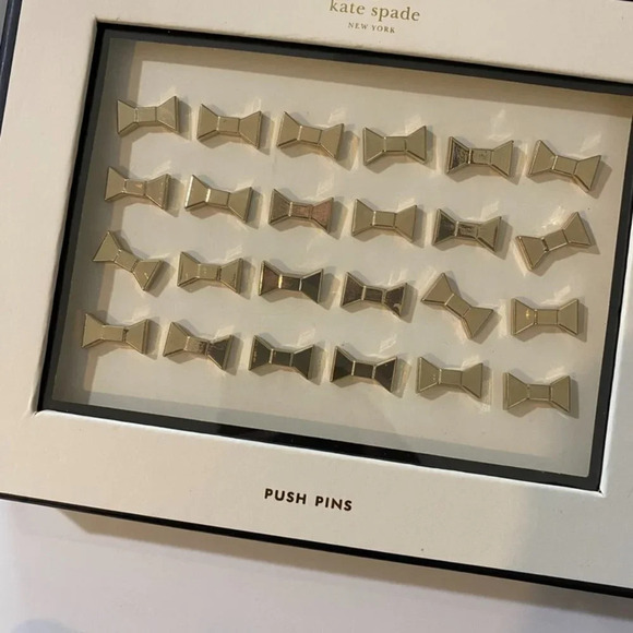 Kate Spade 24 Gold Tone Bow Push Pins 1/2in - Picture 1 of 10